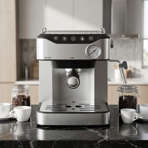 Máquina de café espresso semiautomática de sobremesa con varilla profesional para vaporizar leche, ideal para el hogar, cafeterías y pequeños negocios. - Product Image 1
