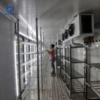 Chambre froide commerciale à 10 portes vitrées pour supermarché, vitrine réfrigérée avec porte en verre, congélateur walk-in