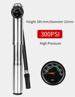 Pompe à vélo haute pression 300psi en aluminium avec tuyau d'air et manomètre pour gonfler les pneus de vélo