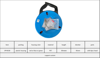Tire-fil 3 brins tressé 30m PET/Nylon/Fibre de verre/Acier sur bobine, modèle MKS 3PY4530, boîtier plastique rouge, bleu, vert