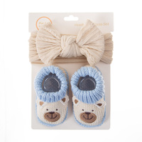 Lot de chaussettes et bandeaux pour nouveau-nés en coton, motif dessin animé mignon, couleur unie, pour la vente en gros
