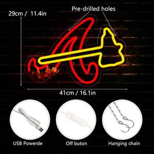 Letrero LED de neón de los Braves de la MLB, ideal para dormitorio, sala de juegos, bar, dormitorio universitario, oficina, decoración de pared, regalo - Product Image 2