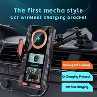 Support de téléphone de voiture intelligent à serrage automatique avec chargeur sans fil rapide 15W pour grille d'aération, pour smartphone