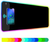 Alas Mouse Gaming Karet RGB 800x300x4mm dengan Pengisi Daya Ponsel Nirkabel Qi 15W Pengisian Cepat untuk IOS Android Tersedia