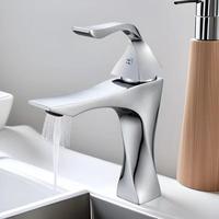 Robinet de lavabo en alliage de zinc en forme de torsion noyau de valve en céramique mélangeur d'eau chaude et froide robinet de lavabo de salle de bain montage à trou unique