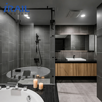 Porte de douche coulissante sans cadre en gros, verre de sécurité trempé, porte de salle de bain en verre durable et facile à nettoyer