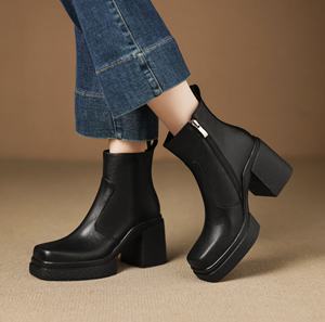 Botas de nieve casuales y a la moda para mujer, con tacón de 5 cm, cierre de cordones y plantilla de PU, que realzan la altura. - Product Image 2