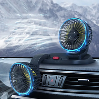 Ventilateurs de refroidissement pour voiture à double tête, rotatifs à 360 degrés, réglables, USB DC12V/24V