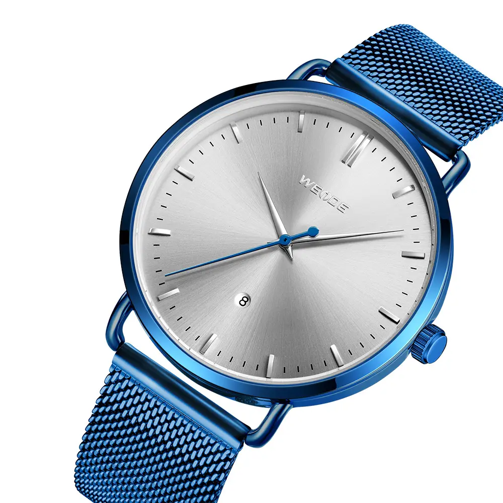 WEIDE Fashion Mens Simple Style Wristwatch Japan Movement Milanese Mesh Strap Watches Minimalist Men Quartz Watch