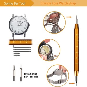 Kit d'outils de réparation de montres DIY OEM 149 pièces avec étui zippé, tournevis et kit de retrait de bracelet pour l'entretien domestique et de bijoux - Product Image 3