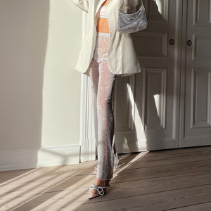 <span class=keywords><strong>Strass</strong></span> Sexy Fluorescent ajouré résille <span class=keywords><strong>pantalon</strong></span> à jambes larges cristal diamant brillant femmes <span class=keywords><strong>pantalon</strong></span> - Product Image 4