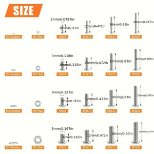 304 Stainless Steel Hex Button Head <b>Cap</b> <b>Bolts</b> Nuts Washers Kit 600 Pieces ISO7380 A2-70 Grade Diy Standard Use - Product Image 3