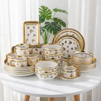Services de vaisselle en porcelaine incassable 32 pièces, compatibles micro-ondes et lave-vaisselle, écologiques, sans BPA, assiettes, bols, tasses
