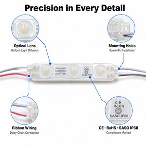 Bande lumineuse LED pour intérieur, fil lumineux LED, barre d'ampoules LED 12V 24V DC avec lentille transparente pour armoire, vitrine, plateau de voiture - Product Image 3