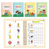 Cuadernos de Práctica de Escritura con Ranuras Mágicas, Cuadernos de Práctica de Escritura a Mano con Ranuras 3D Reutilizables para Niños, Cuadernos de Escritura Preescolar Grandes