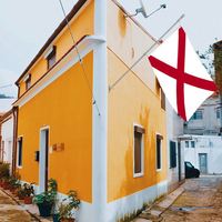Drapeau d'Alabama 3x5 pieds pour extérieur, avec croix de Saint-Antoine rouge, en polyester, pour jardin et décoration
