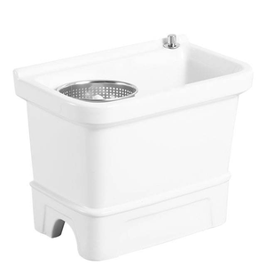 Fregadero de pedestal de cerámica blanca de estilo europeo moderno para baño y uso en hoteles Lavabo de fregona fácil de limpiar - Product Image 2