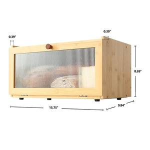 Boîte à pain en bambou, conteneur de rangement en bois avec porte en verre pour comptoir de cuisine - Product Image 4