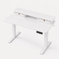 Bureau debout électrique à double moteur de 55 pouces, hauteur réglable, poste de travail informatique avec tiroirs de rangement, support pour ordinateur portable, bureau à domicile