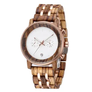 SOPEWOD Luxury Wrist Watch Style Alloy Wood Business Dial Calendar Display 3 ATM Men 2020 SEIKO Fashion Watches Round Wooden