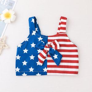 Tenues pour filles du 4 juillet, tenues d'été pour enfants, pantalon pattes d'éléphant pour la fête de l'Indépendance, ensemble 2 pièces pour filles, débardeur à bretelles et pantalon - Product Image 3