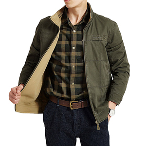 Vestes pour hommes printemps 2021, veste décontractée réversible en coton, kaki, vert armée et marine, vestes chino classiques à double face - Product Image 4
