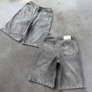 Shorts <span class=keywords><strong>de</strong></span> Mezclilla Bermuda para <span class=keywords><strong>Hombre</strong></span> al por Mayor, Lisos, hasta la Rodilla, Deslavados, Estilo Holgado, Pantalones Jorts para <span class=keywords><strong>Hombre</strong></span> - Product Image 2