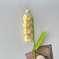 Dekorasi Lily-of-the-valley Rajutan Tangan yang Selesai, Ornamen Kreatif Meriah, Bunga Buatan Rajutan Benang