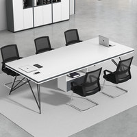 Table de réunion simple et moderne, pliable, modulaire, en bois, bureau compact, table longue pour 6/8/10/12 personnes, usage commercial/formation/bureau