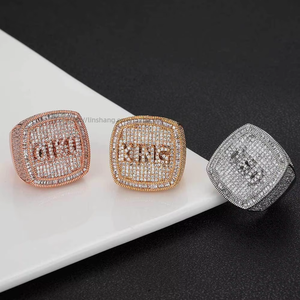 Alphabet Hip Hop Ring Accessories, Custom DIY Trendy Brand Personalized Copper Zircon Ring Men's Ring - Product Image 1