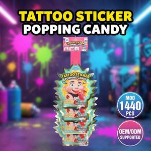 Caramelos Explosivos con Pegatinas de Tatuajes, 10g, Sabor a Frutas, Caramelos Chisperos con Pegatina de Tatuaje Temporal en Paquete Colgante - Product Image 1