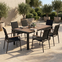Table de salle à manger extensible en aluminium pour l'extérieur, plateau en panneau SPC, table extensible pour patio, jardin, cour, terrasse