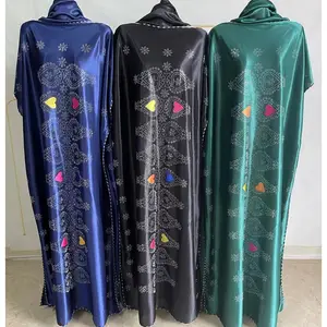 African Summer Kaftan Kanga Muslim Women Dresses India Caftan Traditional Wear Silk Satin Africa Femme Maxi Casual Abaya