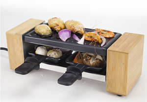 Mini barbecue électrique d'intérieur en bambou, plaque de cuisson sans fumée, revêtement antiadhésif PTFE, pour <span class=keywords><strong>2</strong></span> <span class=keywords><strong>personnes</strong></span>, usage domestique et commercial, Gourtmex <span class=keywords><strong>Raclette</strong></span> - Product Image 5