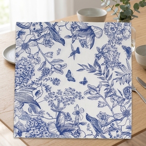 Servilletas de Papel Modernas con Estampado Floral Azul y Blanco, para Bodas, Baby Shower, Fiestas de Té, Jardín, Graduación, Diwali, Navidad - Product Image 3