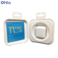 Boîte en pulpe moulée en fibre de bagasse 100 % recyclée et biodégradable pour emballage personnalisé d'écouteurs Bluetooth TWS en gros pour l'électronique