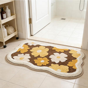 Alfombra <span class=keywords><strong>de</strong></span> Baño Absorbente <span class=keywords><strong>de</strong></span> Agua <span class=keywords><strong>de</strong></span> Secado Rápido y Fácil <span class=keywords><strong>de</strong></span> Limpiar con Diseño <span class=keywords><strong>de</strong></span> Flores Bonitas, Imitación Cachemira, para Baño y Entrada del Inodoro - Product Image 1