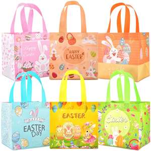 Bolsas de Regalo de Pascua con Diseño de Dibujos Animados, Reutilizables, de Tela No Tejida, Pequeñas (20-30 cm), para Decoración de Fiestas de Caza de Huevos del Conejo de Pascua - Product Image 4