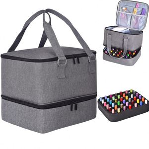 Sac de rangement pour vernis à ongles de grande capacité personnalisé en toile, fabriqué par une usine BSCI, étui cosmétique avec fermeture éclair, organiseur de pinceaux à ongles - Product Image 3