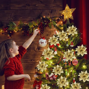 Flores Artificiales con Brillantina para Árbol de Navidad, Decoraciones Navideñas para el Hogar - Product Image 4
