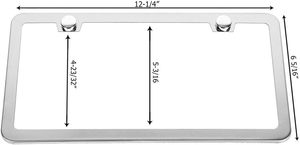 Bingkai Plat Nomor Mobil Baja Anti Karat Amerika Buatan Pabrik, Permukaan Cermin Poles + Tutup Sekrup Berlapis Krom - Product Image 4