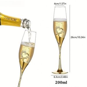 Juego de 2 Copas de Champán de 200 ml en Caja de Regalo, Doradas, Plateadas, Doradas con Diseño de Rosa, Lujosas para Bodas, Copas para Brindis para Celebraciones Románticas - Product Image 2