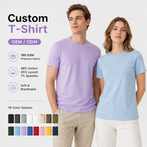 เสื้อยืดโลโก้สั่งทำ 190GSM ผ้าไลโอเซลล์ คอตตอน สแปนเด็กซ์ เนื้อผ้านุ่มพิเศษ ยืดได้ 4 ทิศทาง ขายส่ง เสื้อยืดเปล่าคุณภาพพรีเมียม ไซส์ XS-6XL สีลาเวนเดอร์ - Product Image 1