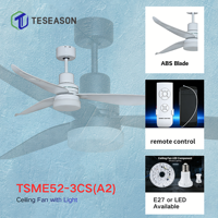 Ventilateur de plafond décoratif d'intérieur de 52 pouces avec lumière TSME52-3CS(A2) |   3 lames ABS, télécommande, plastique d'origine et revêtement en poudre