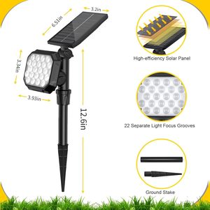 ไฟสวนพลังงานแสงอาทิตย์ความสว่างสูง 350LM 22 LED โคมไฟสนามหญ้ากลางแจ้ง 2.5W แผงโซลาร์เซลล์แบบชาร์จไฟได้โคมไฟภูมิทัศน์ - Product Image 6