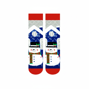 Chaussettes brodées unisexe sur le thème du bonhomme de neige, taille unique, motifs rayés, à pois, cœurs et nœuds, pour usage quotidien, chaudes pour l'hiver - Product Image 2