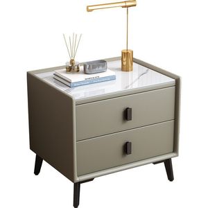 Denlais Nightstand Sintered Stone Top 2 Drawer Electric Bedside <b>Table</b> Modern Bedroom Furniture With <b>Wheels</b> - Product Image 4