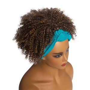 Factory Wholesale Cheap Short Afro Kinky Curly Headband <strong>Wig</strong> Ombre Brown Synthetic <strong>Turquoise</strong> Blue Headband <strong>Wig</strong> for Black Women - Product Image 5