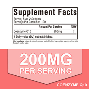 Gélules de CoQ10 OEM avec 200 mg de coenzyme Q10, favorisent la cognition, propriétés antioxydantes, améliorent la production d'énergie, complément alimentaire à base de plantes. - Product Image 2