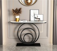 Table Console Semi-Circulaire en Pierre Frittée, Style Italien Simple, Moderne et de Luxe, Meuble d'Appoint ou de Couloir, Style Chinois Nouveau, Fabriquée en Orme